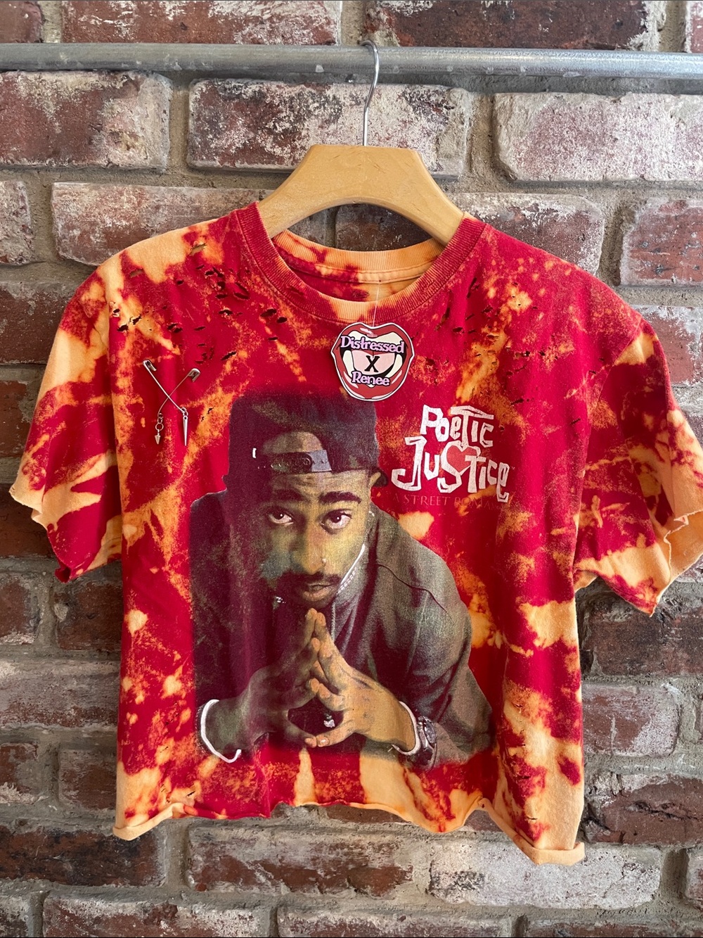 Tupac Poetic Justice Distressed Crop Tee